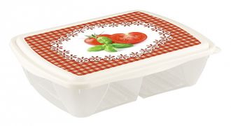 Контейнер двухсекционный с декором "Рондо" 1,25л БЫТПЛАСТ - С11737