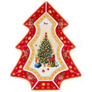 БЛЮДО-ЕЛКА LEFARD "С НОВЫМ ГОДОМ!" 26Х21Х3 СМ КРАСНОЕ (КОР=12ШТ.) 85-1602