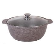 Кастрюля-жаровня 4л со стеклянной крышкой АП (кофейный мрамор) жмк42а