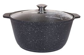 Кастрюля-жаровня 5л со стеклянной крышкой, АП (темный мрамор)  жмт52а