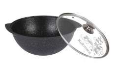 Казан для плова 4,5л со стекл. крышкой, АП (темный мрамор) кмт47а