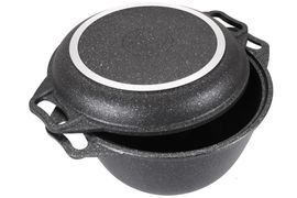 Казан с крышкой-сковородой 3л, АП (темный мрамор) кмт34а