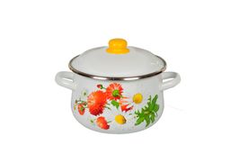 Кастрюля коническая 4л белоснежная "Цветочная", СТАЛЬЭМАЛЬ - 1с46я