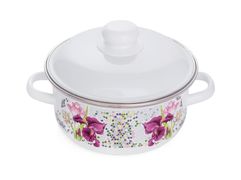 Кастрюля эмалированная цилиндрическая 1,5л, белоснежная, "Мозаика", СТАЛЬЭМАЛЬ - 1RB161M