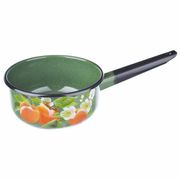 Ковш эмалированный 1,5л декор Абрикос, зелёный рябчик СТАЛЬЭМАЛЬ - С2008.з*76