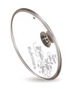 Крышка стеклянная 200мм, с ободом и ручкой из нерж.стали, деколь серая с20т112