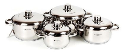 Набор из 3 кастрюль "Гретта" (1,8л+2,5л.+3,4+4,5л) с металлической крышкой КТ-04-E