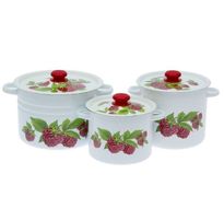 Набор 16 белый с деколью на крышке Малиновый звон СТАЛЬЭМАЛЬ - N16B52