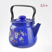 Чайник 3,5 л сфер. декор васильковый с кнопкойС2716.34
