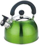 Чайник из нерж стали со свистком и однослойным дном , зеленый, 2,5л., арт. HY-610B6-S-G