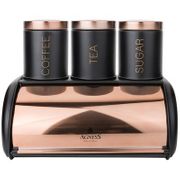 ХЛЕБНИЦА AGNESS МЕТАЛЛИЧЕСКАЯ, 35,5Х23Х14,5СМ С 3-МЯ БАНКАМИ ДЛЯ СЫПУЧ. ПРОД. D=10 СМ, ВЫС=12 СМ 938