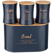 набор agness midnight  хлебница 2 в 1   34*18*20 см, банка для сыпучих 11*14 см 3 шт