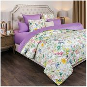 Одеяло летнее стёганное 170х220 флёр,хлопок 100%+слайтекс,цветы+лаванда, сатин