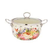 Кастрюля эмалированная agness со стеклянной крышкой, 3,0л, диаметр=18 см высота=13 см (кор=6шт.)