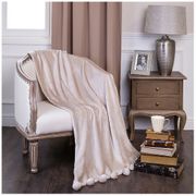 Плед с помпонами светлый беж 200*220 см. (кор=12шт.)