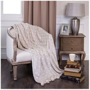 Плед с помпонами беж-горошек 150*200 см. (кор=12шт.)