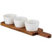 Набор соусников из 3 шт. 8*8*5 170 мл. на деревянной подставке (кор=18набор.)