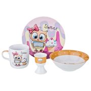 Наборы посуды на 1 персону 4пр.:миска, тарелка, кружка 200 мл, подставка под яйцо (кор=12наб.)
