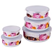 Набор мисок agness эмалированных с крышками 10 пр. 200/320/560/820/1080 мл (кор=24набор.)