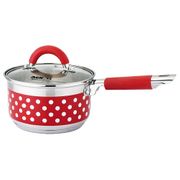 Ковш со стекл.крышкой agness горошек силикон. ручка 1,9 л 16*9,5 см (кор=6шт.)