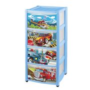 Комод детский 4 ящика на колесах с апплик., арт. С13037