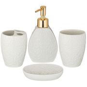 НАБОР ДЛЯ УМЫВАНИЯ 4 ПР.:ДОЗАТОР ДЛЯ МЫЛА 8*8*18 СМ+СТАКАН 8*8*10 СМ+ПОДСТАВКА ДЛЯ ЗУБНЫХ ЩЕТОК 8*8*