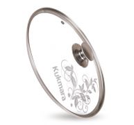 Крышка стеклянная 260мм, с ободом и ручкой из нерж.стали, деколь серая   с26т112