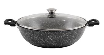 Сотейник 300/85мм со стекл. крышкой АП (темный мрамор)смт308а
