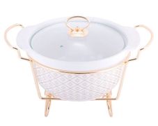 Мармит керамический круглый 27,5*24*12см. с подставкой 6418