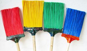 Метла Плоская с черенком 120см, ворс L300мм, ширина 180мм, первичный цветной ПП  Екатеринбург уп.10 