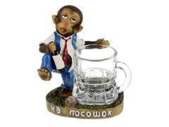 НАБОР "НА ПОСОШОК ОБЕЗЬЯНА": ФИГУРКА+РЮМКА 5*8*10 СМ.(КОР=48НАБОР.)68305
