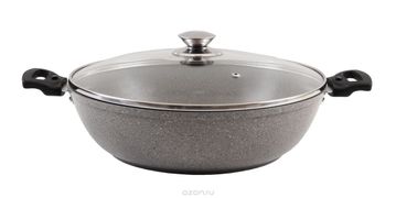 Сотейник 300/85мм со стек.крышкой АП (светлый мрамор) смс308а