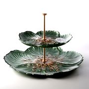 Этажерка  (21см+32 см) ФЛОРА зеленая (в подарочной упаковке)3427LS/3