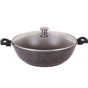 Сотейник 300/85мм со съемными ручками,стеклянной крышкой,АП (кофейный мрамор) смк308а