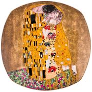 Тарелка квадратная поцелуй (г. климт) 26 см золотой (кор=24шт.)