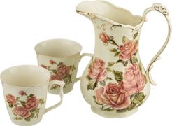 Набор 3 пр.корейская роза: кувшин+2 стакана 1200/300 мл (кор=8набор.)