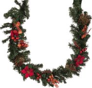 Изделие декоративное гирлянда с красными пуансетиями длина=180 см.без упаковки (кор=16 шт.)