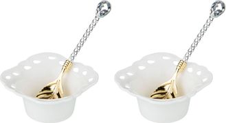 Набор розеток на 2 персоны с ложками диаметр=6,8 см высота=3,1 см (кор=48набор.)