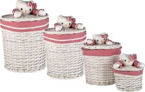 Набор корзин для игрушек круглых из 4 шт.с крышками - 190-116