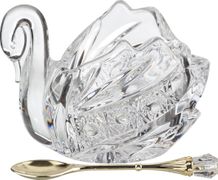 Икорница лебедь muza crystal 11*7 см. высота=8,5 см. с ложкой (кор=48шт.)