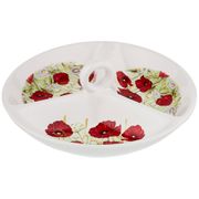 Менажница 3-х секционная полевые маки 22*22*7,5 см. (кор=16шт.)