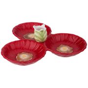 Менажница 3-х секционная маковый цвет 30*30*10 см (кор=12шт.)