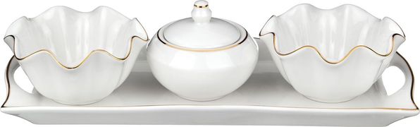 Набор для соуса/варенья 4 пр. 150/100 мл. с подставкой 26*12 см. высота=7 см. (кор=12набор.)