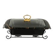 Мармит со стекл. крышкой на метал. подставке прямоуг.fantasy35*24*11см, черный (кор=4шт.)