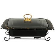 Мармит со стекл. крышкой на метал. подставке прямоуг.fantasy41*27*11см, черный (кор=4шт.)