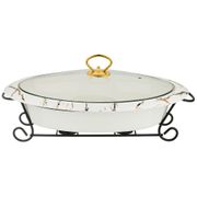 Мармит со стекл. крышкой на метал. подставке овальный fantasy40*26*11,5см (кор=4шт.)