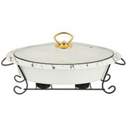 Мармит со стекл. крышкой на метал. подставке овальный fantasy36*22*11см (кор=4шт.)