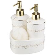 Набор для кухни:дозатор для жидкого мыла+подставка для губки+губка высота=20 см.(кор=12наб.)