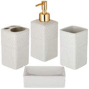 Набор для умывания 4 пр.:дозатор для мыла 8*8*18 см+стакан 8*8*10 см+подставка для зубных щеток 8*8*