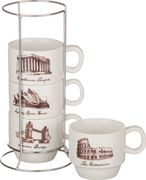 Набор чашек из 4 шт. 150 мл. на мет.подставке 10*7 см. высота=6 см. (кор=32набор.)